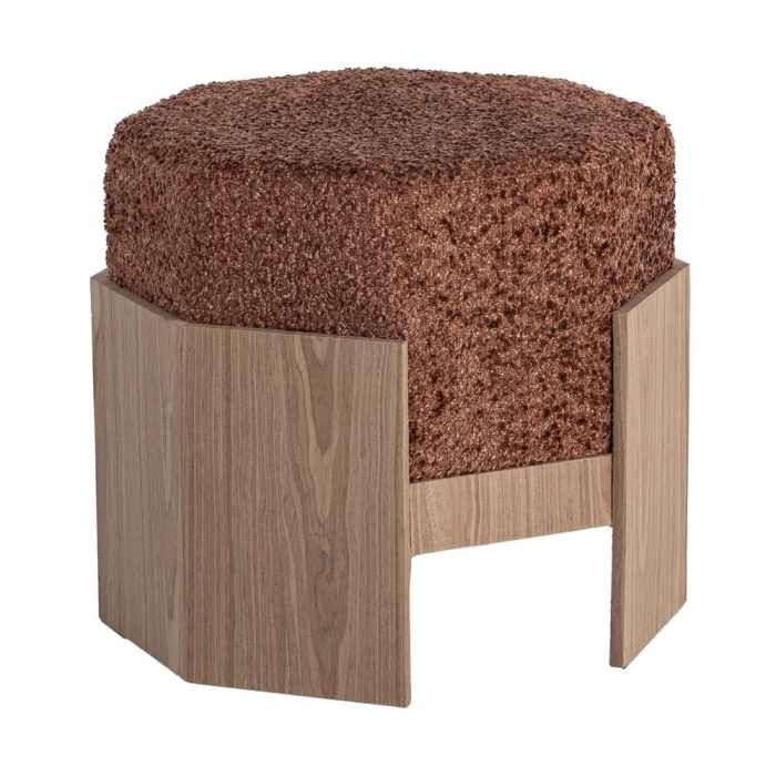 Puf din stofă maro cu structură din MDF [3]