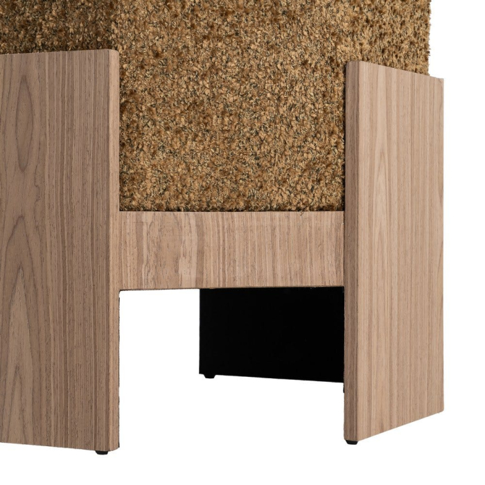 Puf din stofă ocru cu structură din MDF [6]