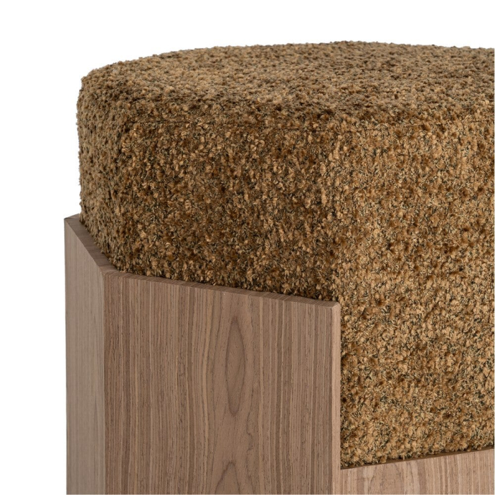 Puf din stofă ocru cu structură din MDF [5]