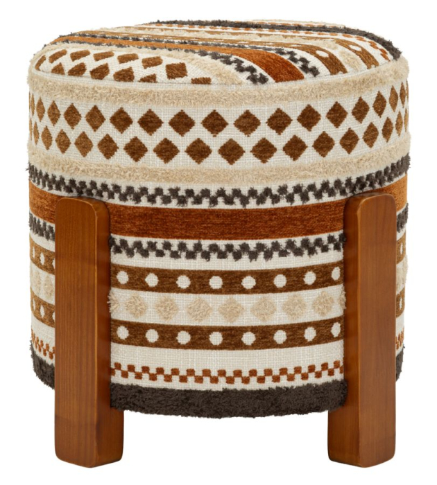 Puf etnic tapițerie multicoloră rotund [3]