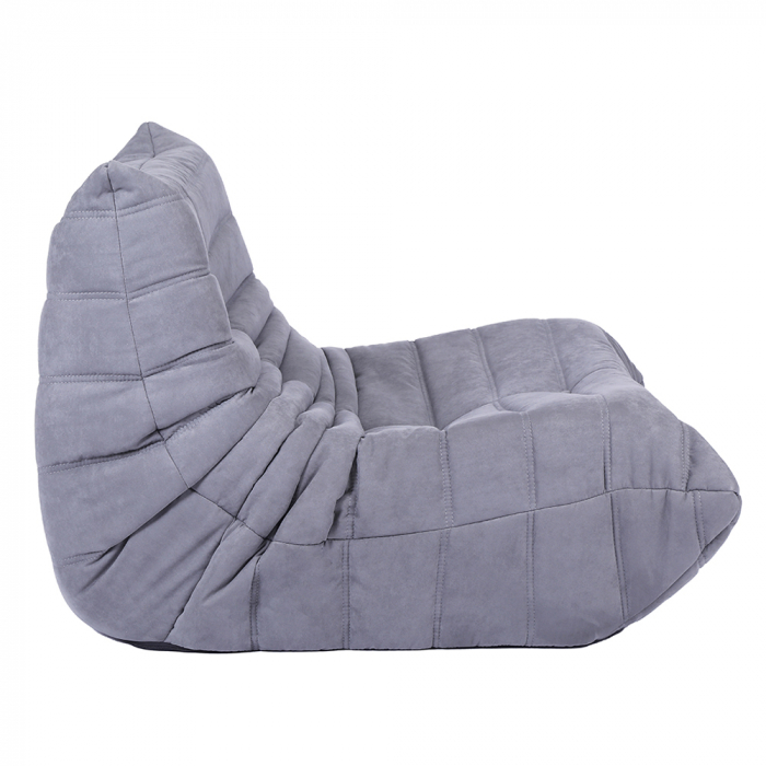 Puf gri deschis cu textură luxoasă din catifea, perfect pentru living sau dormitor [3]