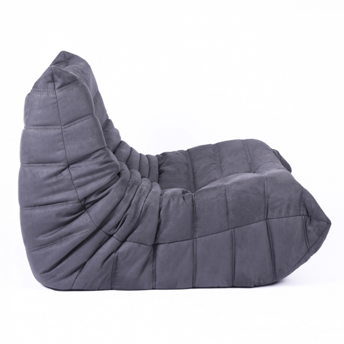 Puf catifelat gri închis cu pliuri elegante, perfect pentru colțuri de relaxare [4]