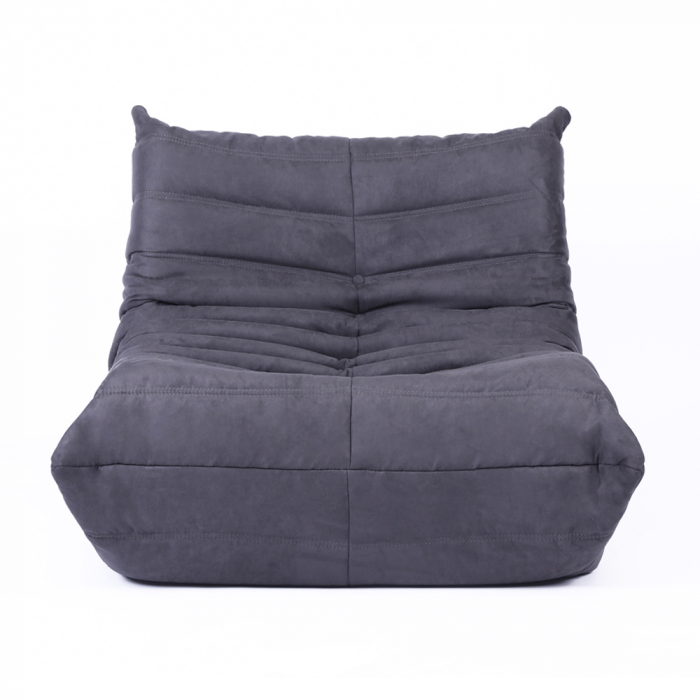 Puf catifelat gri închis cu pliuri elegante, perfect pentru colțuri de relaxare [3]