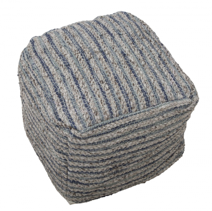 Puf decorativ lana accente albastre stil etnic CreativDeco [3]