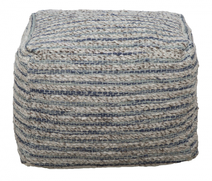 Puf decorativ lana accente albastre stil etnic CreativDeco [2]