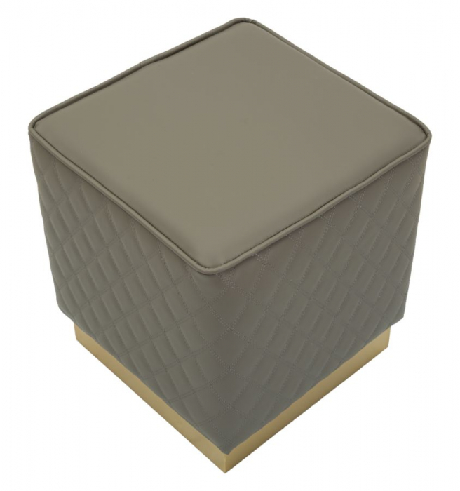 Puf gri pătrat modern tapițat cu bază aurie Sharon [4]