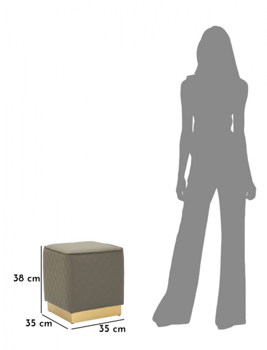 Puf gri pătrat modern tapițat cu bază aurie Sharon [3]