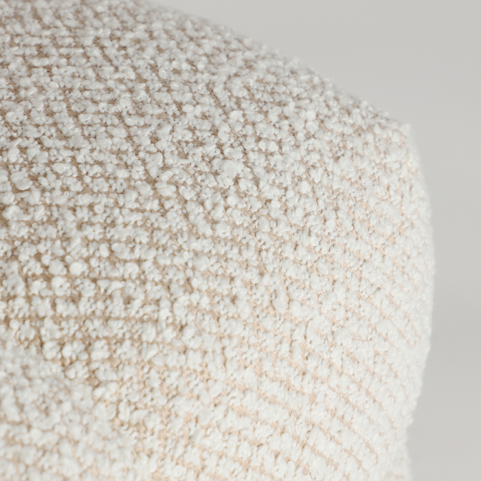 Puf pătrat tapițat cu stofă texturată bej pentru living și dormitor [2]