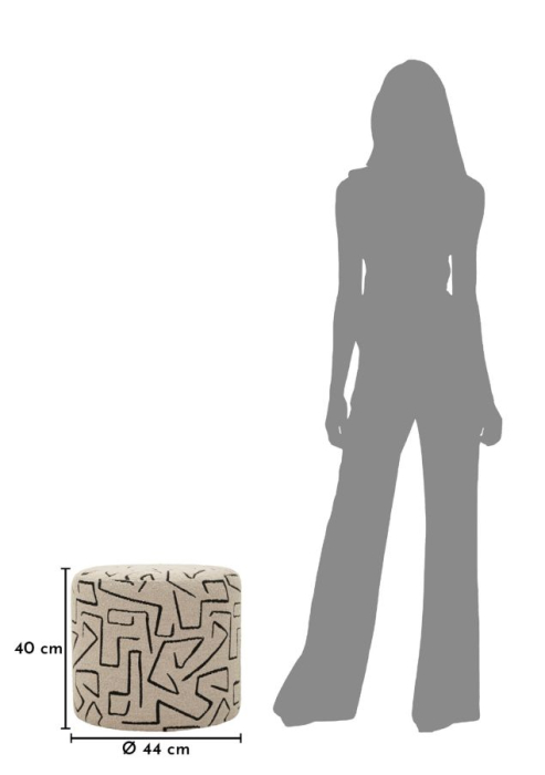 Puf rotund cu imprimeu abstract bej negru 44x40 cm [6]