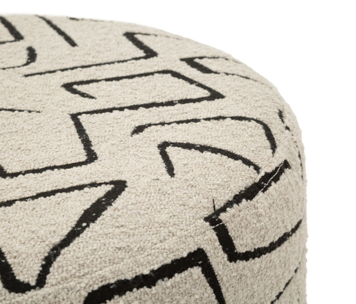 Puf rotund cu imprimeu abstract bej negru 44x40 cm [3]