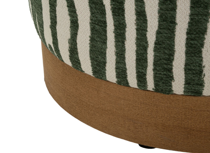 Puf rotund cu imprimeu zebra verde si baza maro 40x40 cm [3]