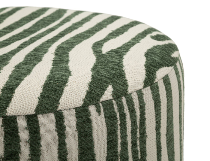 Puf rotund cu imprimeu zebra verde si baza maro 40x40 cm [4]