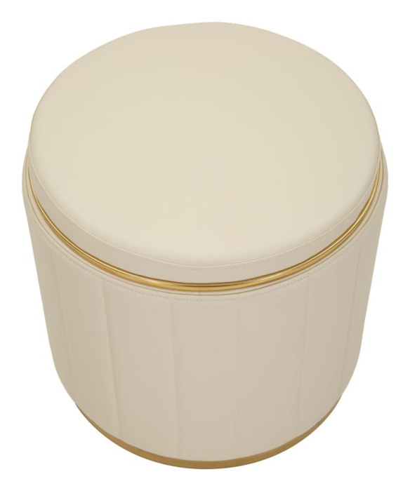 Puf rotund cu spațiu de depozitare crem și detalii aurii design modern [2]