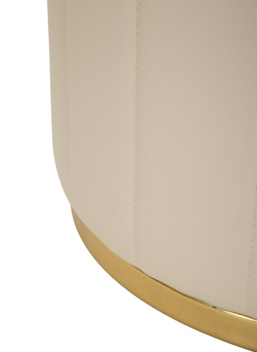 Puf rotund cu spațiu de depozitare crem și detalii aurii design modern [5]
