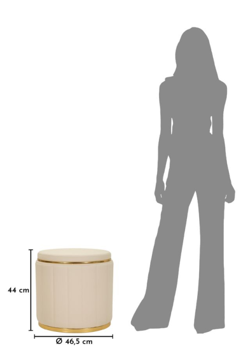 Puf rotund cu spațiu de depozitare crem și detalii aurii design modern [7]