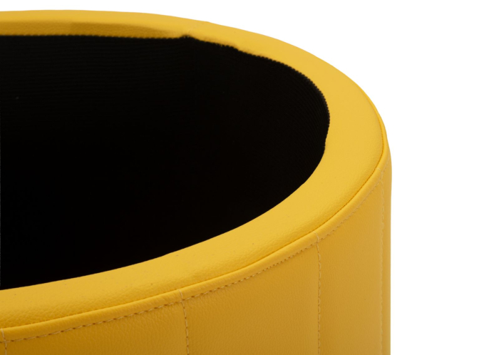 Puf rotund cu spațiu de depozitare galben muștar cu detalii aurii design modern [6]