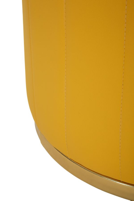 Puf rotund cu spațiu de depozitare galben muștar cu detalii aurii design modern [5]
