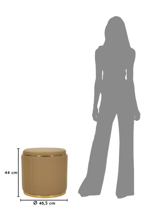 Puf rotund cu spațiu de depozitare maro și detalii aurii design modern [8]