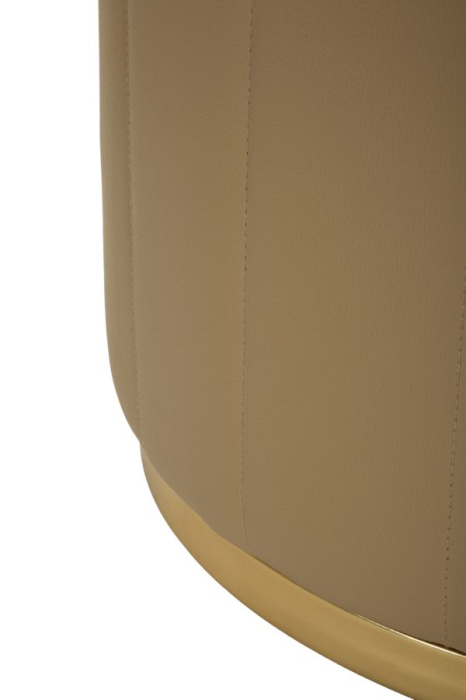 Puf rotund cu spațiu de depozitare maro și detalii aurii design modern [5]