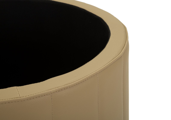 Puf rotund cu spațiu de depozitare maro și detalii aurii design modern [6]