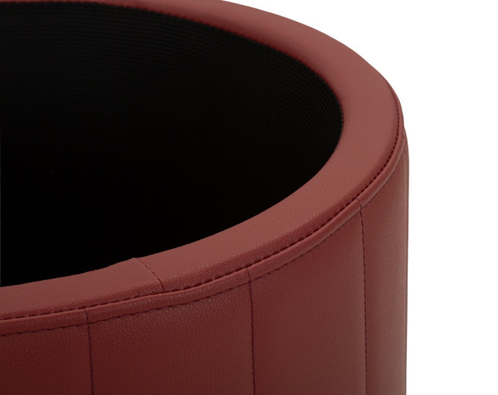 Puf rotund cu spațiu de depozitare roșu cu detalii aurii design modern [6]