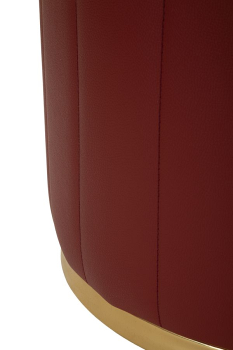 Puf rotund cu spațiu de depozitare roșu cu detalii aurii design modern [5]
