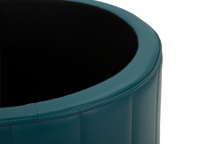 Puf rotund cu spațiu de depozitare verde petrol cu detalii aurii design modern [6]