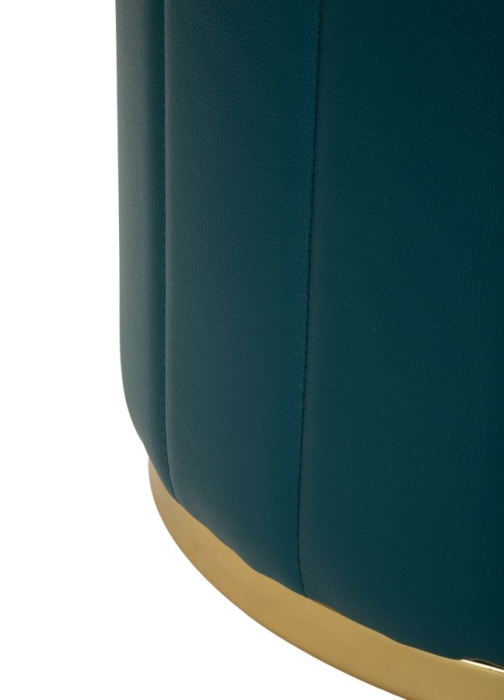 Puf rotund cu spațiu de depozitare verde petrol cu detalii aurii design modern [5]
