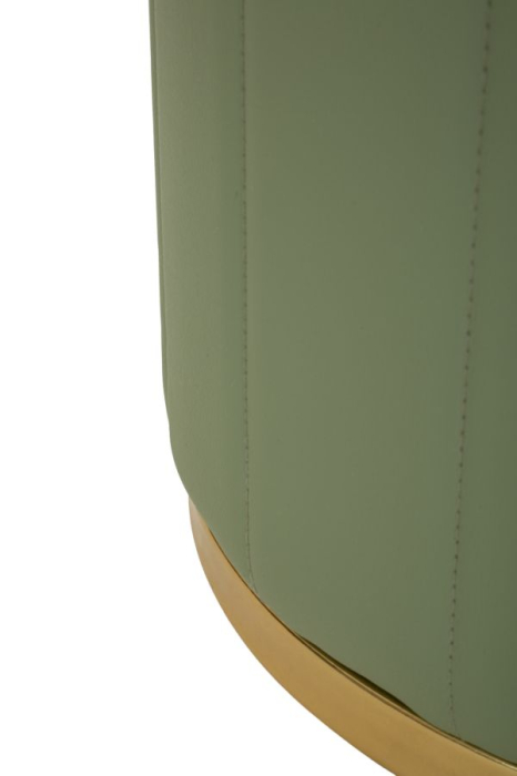 Puf rotund cu spațiu de depozitare verde salvie cu detalii aurii design modern [5]