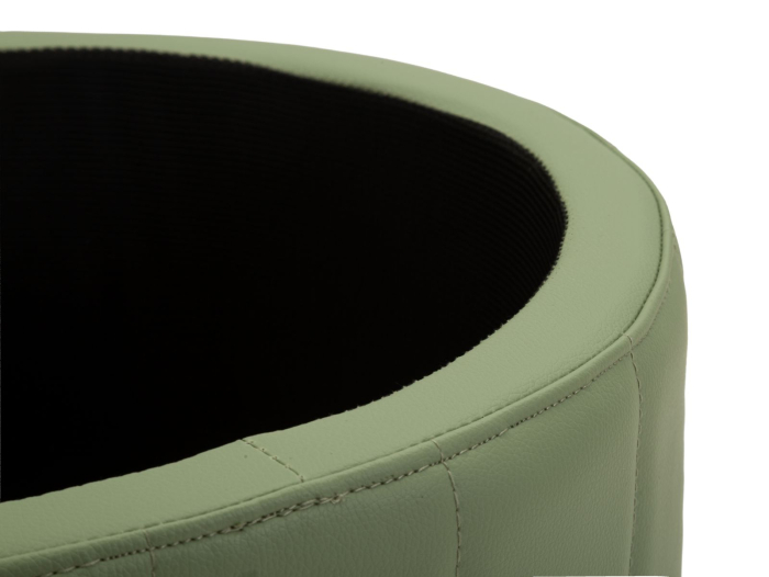 Puf rotund cu spațiu de depozitare verde salvie cu detalii aurii design modern [6]