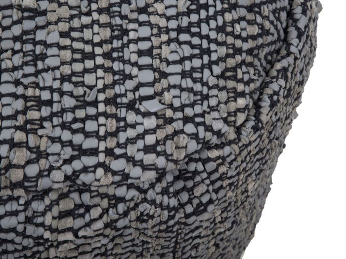 Puf rotund piele tesuta model etnic gri negru Damasco 50x40 - CreativDeco.ro [5]