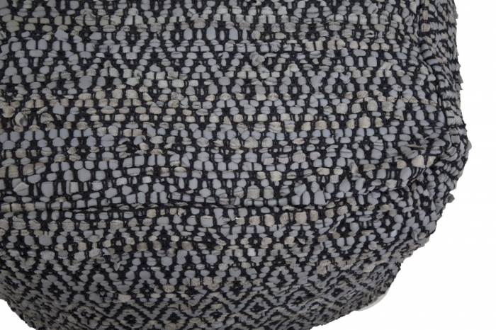 Puf rotund piele tesuta model etnic gri negru Damasco 50x40 - CreativDeco.ro [3]