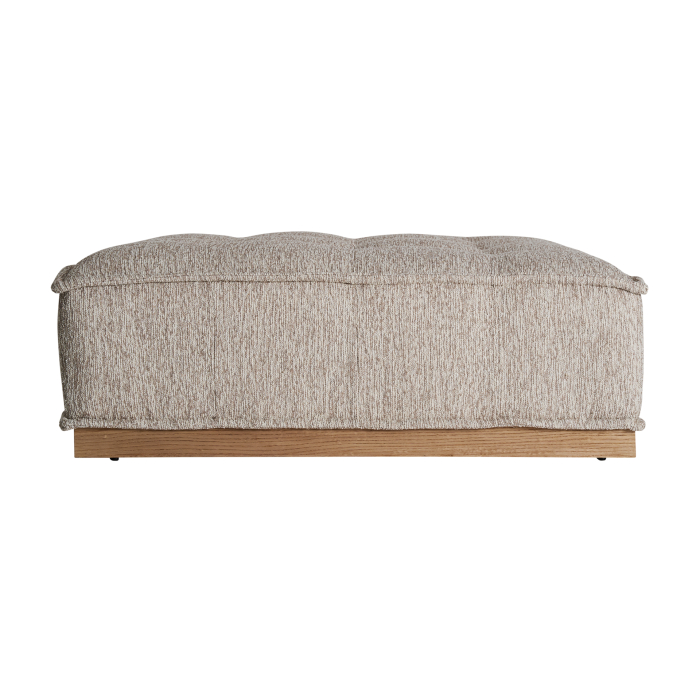 Puf tapitat bej din stofă cu bază din lemn de pin [2]