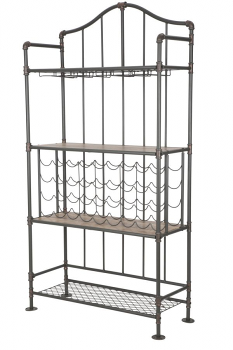 Raft Manhattan cu suport sticle si pahare. Rafturi metalice bucatarie in stil industrial. Mobilier vintage multifunctional CreativDeco. [6]