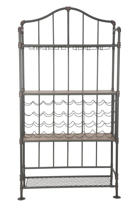 Raft Manhattan cu suport sticle si pahare. Rafturi metalice bucatarie in stil industrial. Mobilier vintage multifunctional CreativDeco. [2]