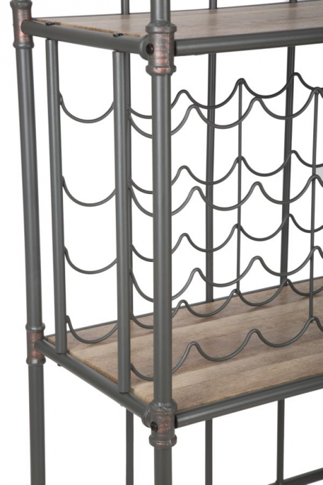 Raft Manhattan cu suport sticle si pahare. Rafturi metalice bucatarie in stil industrial. Mobilier vintage multifunctional CreativDeco. [4]