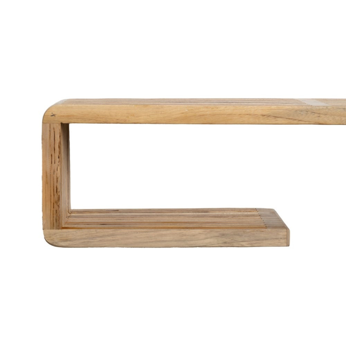 Raft de perete din lemn de tec reciclat waterfall cu sipci canelate tip baguette montaj reversibil – vedere frontală, caneluri tip baguette. [7]
