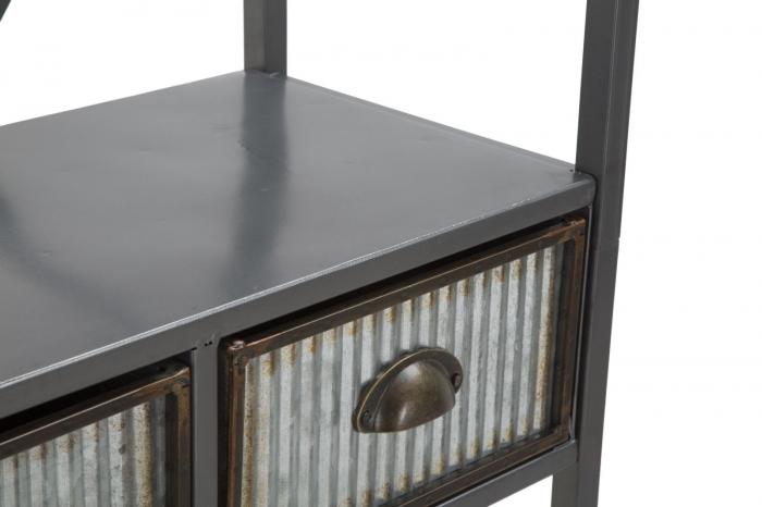 Raft Illinois A cu sertare, stil vintage industrial. Rafturi metalice rezistente pentru baie. Organizare practica in spatii umede de la CreativDeco. [11]