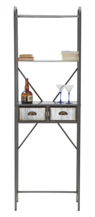 Raft Illinois A cu sertare, stil vintage industrial. Rafturi metalice rezistente pentru baie. Organizare practica in spatii umede de la CreativDeco. [5]