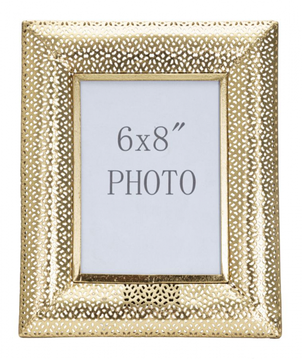 Rama foto aurie metal Glam cu detalii perforate, aspect elegant CreativDeco.ro. [2]
