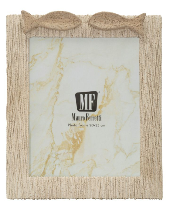 Ramă foto bej din rășină cu pești decorativi design marin 25x3.2x31 cm [3]