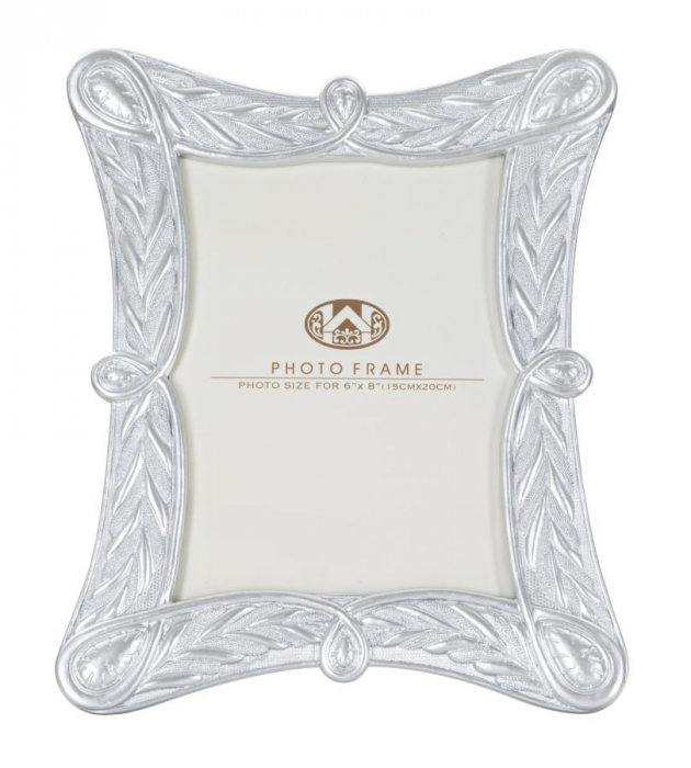 Rama foto clasica argintie cu frunze delicate, design rafinat CreativDeco.ro. [3]
