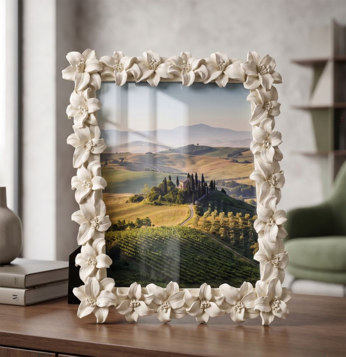 Set 2 rame foto crem cu relief floral tridimensional [5]