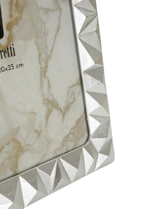 Ramă foto cu model geometric în relief și finisaj argintiu [5]