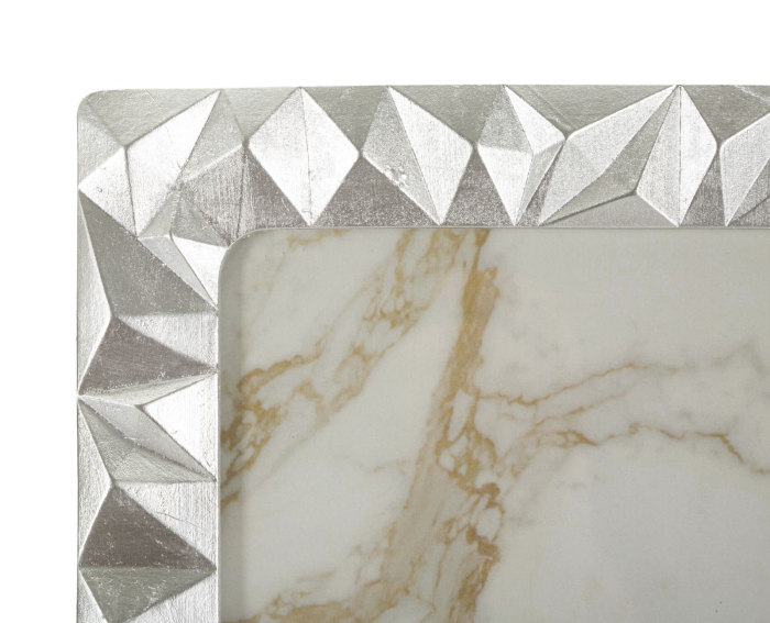 Ramă foto cu model geometric în relief și finisaj argintiu [4]
