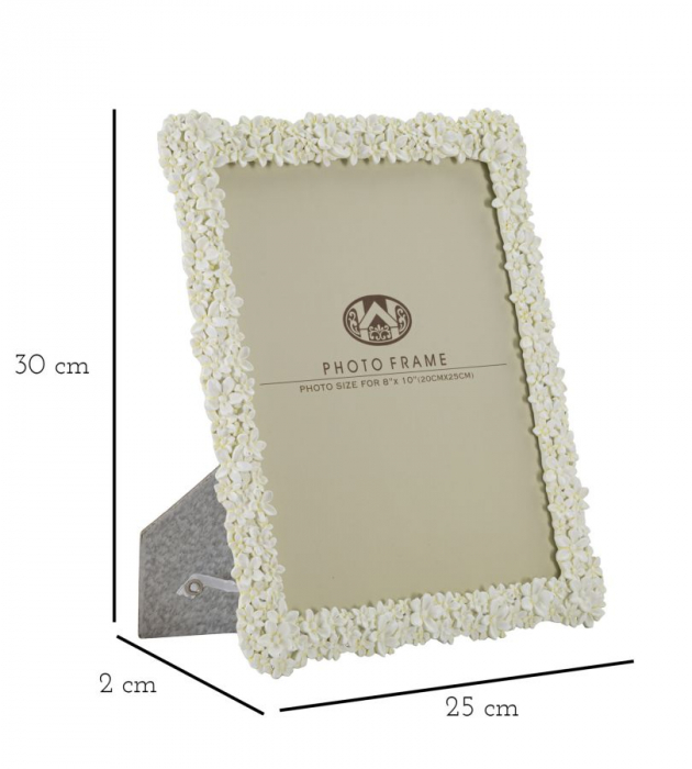 Rama foto floricele albe relief 20x25 rasina - CreativDeco.ro [6]