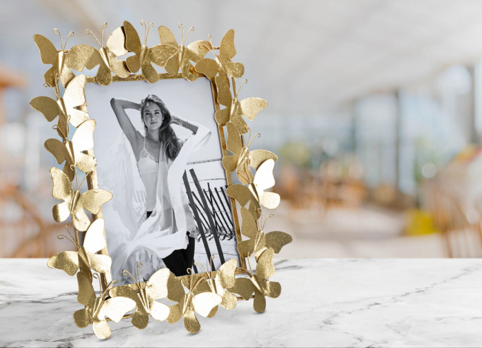 Rama foto Glam cu fluturi aurii din fier, design robust CreativDeco.ro.   [5]