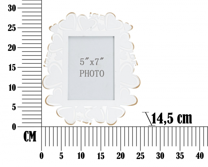 Rama foto metalica inimi alb-auriu, design romantic CreativDeco.ro. [6]