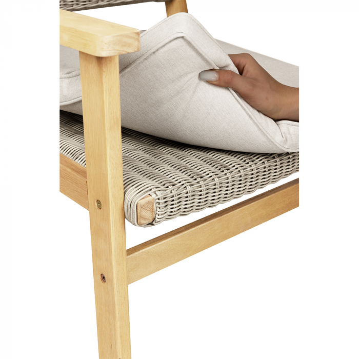 Scaun alb gri din lemn de eucalipt cu rattan sintetic, elegant și confortabil pentru exterior [7]