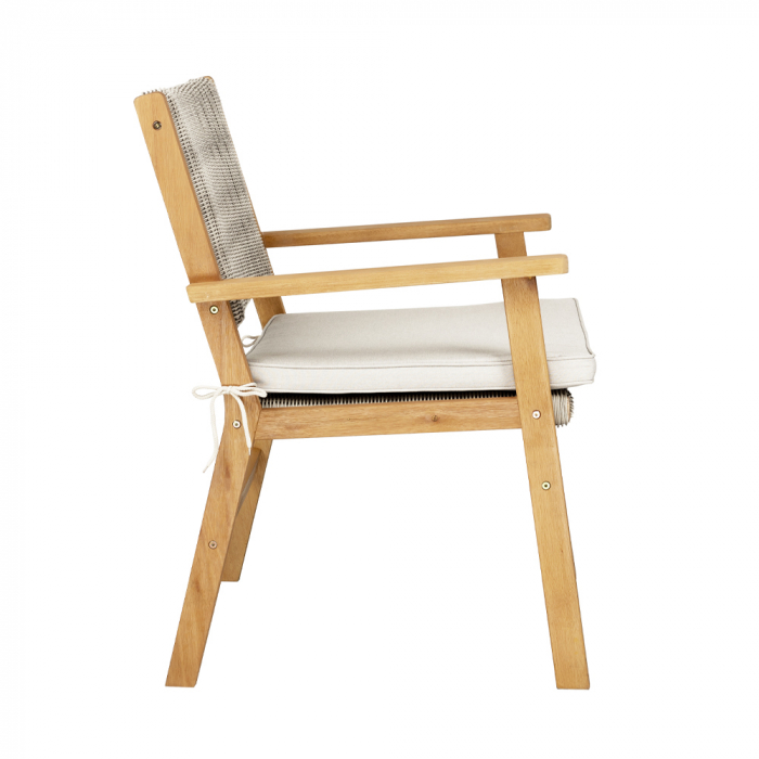 Scaun alb gri din lemn de eucalipt cu rattan sintetic, elegant și confortabil pentru exterior [4]
